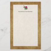 Vintage Fuchsia Roos Briefpapier (Voorkant)