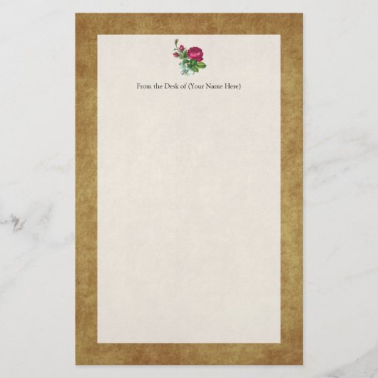 Vintage Fuchsia Roos Briefpapier (Voorkant)