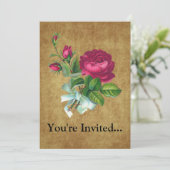 Vintage Fuchsia Roos Kaart (Staand voorkant)