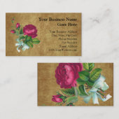 Vintage Fuchsia Roos Visitekaartje (Voorkant / Achterkant)