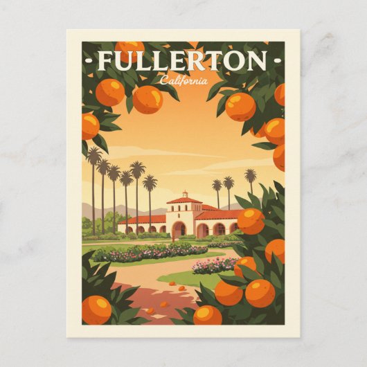 Vintage Fullerton California Briefkaart (Voorkant)