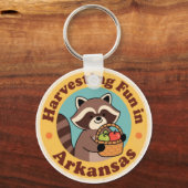 Vintage Fun in Arkansas Raccoon Harvesting Sleutelhanger (Voorkant)