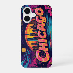 Vintage funky Chicago Silhouette Retro Reizen iPhone 16 Hoesje