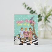 Vintage Funky Groep Verjaardagsgroeten Briefkaart (Staand voorkant)