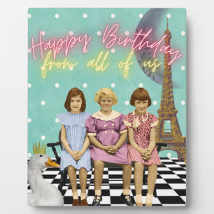 Vintage Funky Group Birthday Greetings Fotoplaat