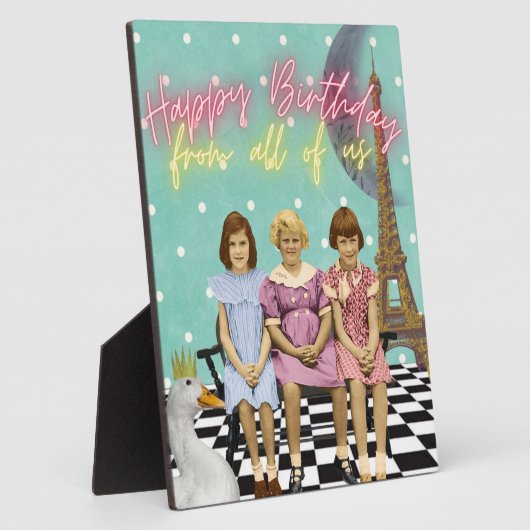 Vintage Funky Group Birthday Greetings Fotoplaat (Zijkant)