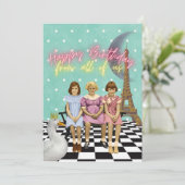 Vintage Funky Group Birthday Greetings Kaart (Staand voorkant)