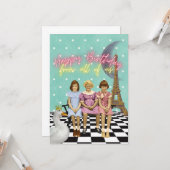 Vintage Funky Group Birthday Greetings Kaart (Voorkant / Achterkant in situ)