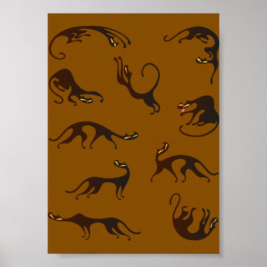 Vintage Funny Black Brown Kitten Cat Poster (Voorkant)