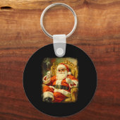 Vintage Funny Cool Big Boss Santa  Sleutelhanger (Voorkant)