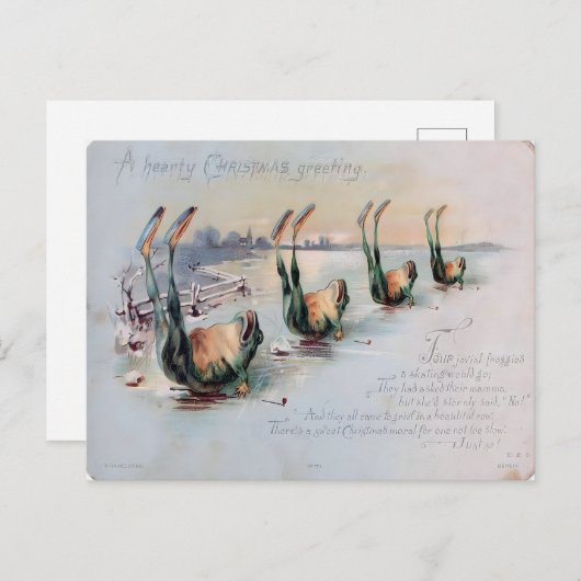Vintage Funny Frog Skating Fail Briefkaart (Voorkant / Achterkant)
