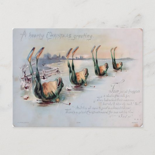 Vintage Funny Frog Skating Fail Briefkaart (Voorkant)