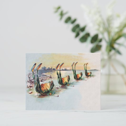 Vintage Funny Frogs Briefkaart (Staand voorkant)