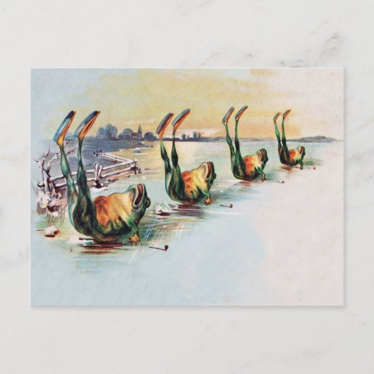 Vintage Funny Frogs Briefkaart (Voorkant)