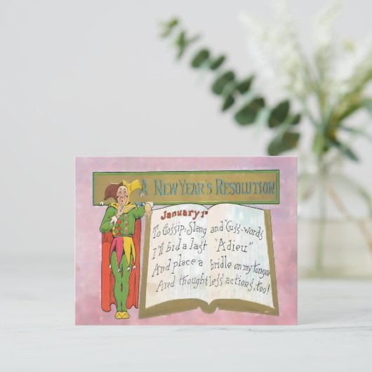 Vintage Funny New Year's Resolution Briefkaart (Staand voorkant)