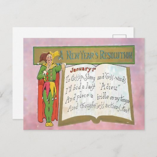 Vintage Funny New Year's Resolution Briefkaart (Voorkant / Achterkant)