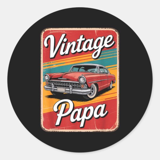 Vintage Funny Papa  Ronde Sticker (Voorkant)
