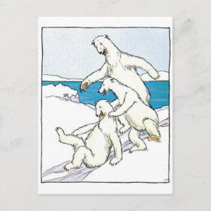 Vintage Funny Polar Beren Briefkaart