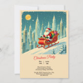 Vintage & Futuristic City Santa Sleigh Christmas Kaart (Voorkant)