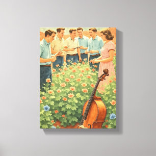 Vintage futuristische Mars tuin scène Canvas Afdruk