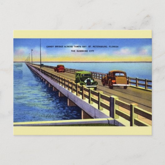 Vintage Gandy Bridge Tampa Bay Briefkaart (Voorkant)