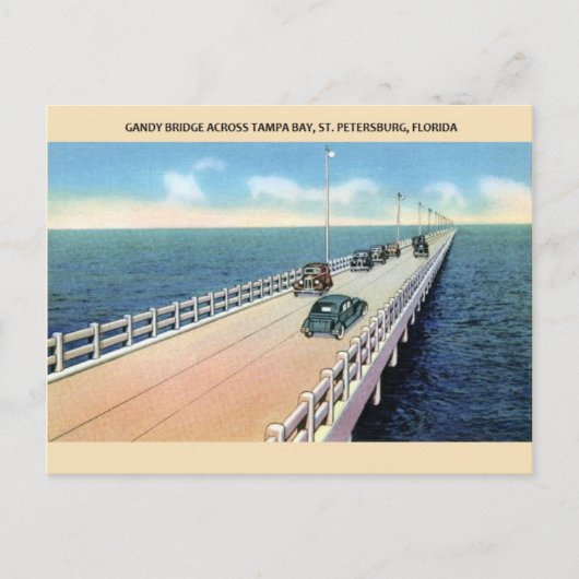 Vintage Gandy Bridge Tampa Bay Florida Briefkaart (Voorkant)