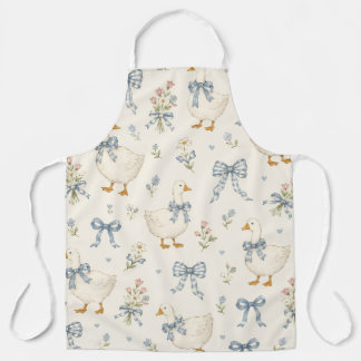 Vintage Gans & Blauwe Gingham Strik Schort