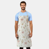 Vintage Gans & Blauwe Gingham Strik Schort (Gedragen)