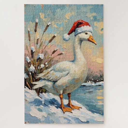Vintage Gans met Kerstmuts van Frozen Christmas Legpuzzel (Verticaal)