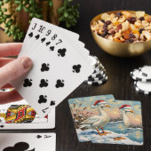 Vintage Gans met Kerstmuts van Frozen Christmas Pokerkaarten (Insitu)