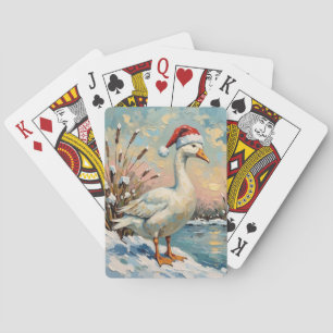 Vintage Gans met Kerstmuts van Frozen Christmas Pokerkaarten