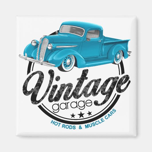 Vintage Garage Blue Magneet (Voorkant)
