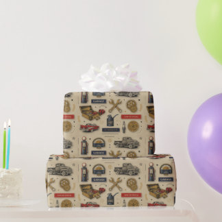 Vintage Garage Retro Klassieke Auto Monteur Cadeaupapier