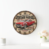 Vintage Garage Retro Red Classic Car Grote Klok (Huis)