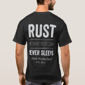 Vintage Garage Rust Never Sleeps T-shirt (Achterkant)