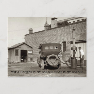 Vintage Garage Service Station Aangepaste ansicht Briefkaart
