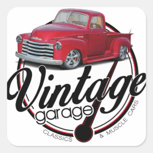 Vintage Garage Truck Vierkante Sticker