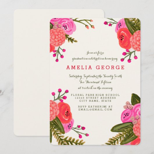 Vintage Garden Afstuderen Kaart (Voorkant / Achterkant)