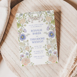 Vintage Garden Floral Frame Wedding Kaart