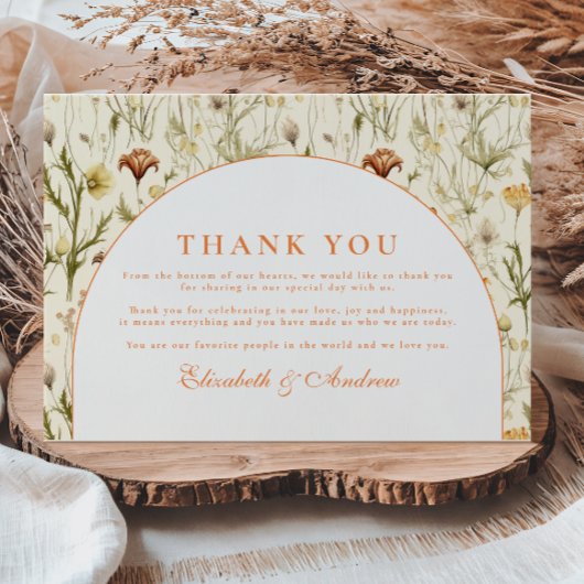 Vintage Garden Floral Wedding Bedankkaart