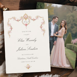 Vintage Garden French Chateau Blush Photo Wedding Save The Date