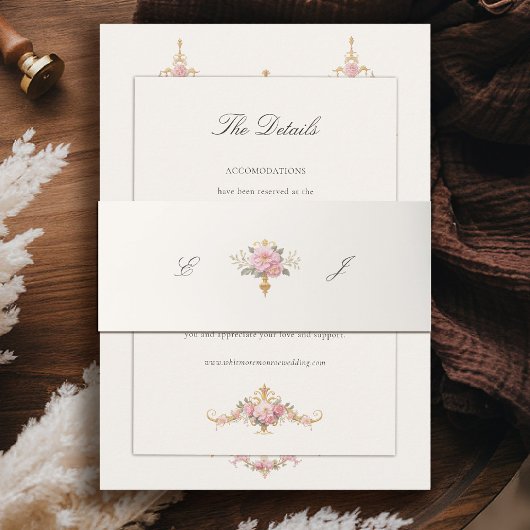 Vintage Garden French Chateau Romantic Wedding Uitnodigingen Wikkel