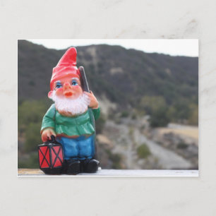 Vintage Garden Gnome met Lantern en Cane Briefkaart