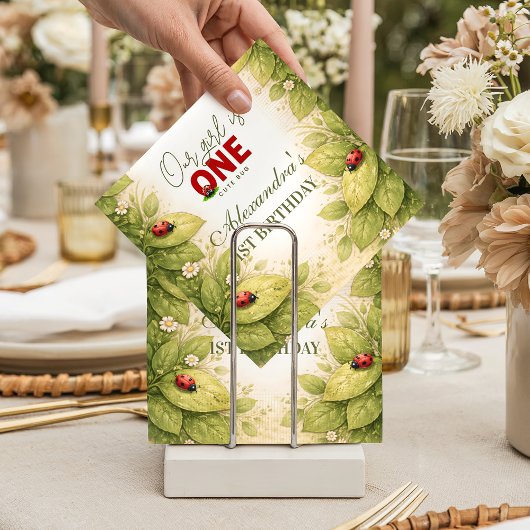 Vintage Garden Lady Bug 1st Birthday Servet