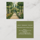 Vintage Garden Pathway  Vierkante Visitekaartje (Voorkant / Achterkant)