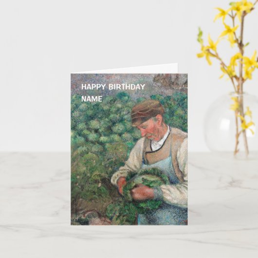 Vintage Gardener Camille Pissarro Birthday Kaart (Gele Bloem)