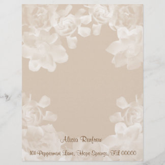 Vintage Gardenia Letterhead Stationery Gepersonaliseerd Briefhoofd