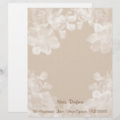 Vintage Gardenia Letterhead Stationery Gepersonaliseerd Briefhoofd (Voorkant / Achterkant)