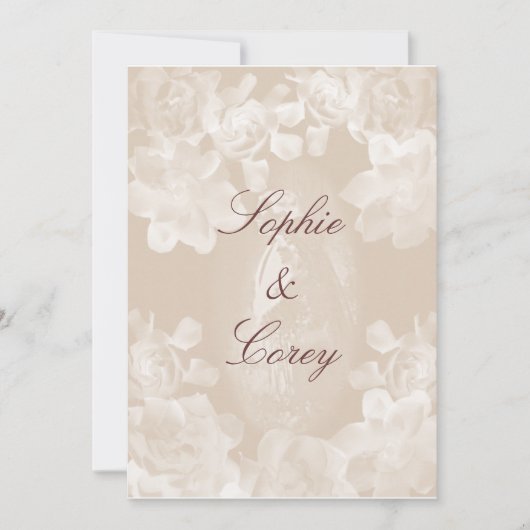 Vintage Gardenia Wedding Uitnodiging (Voorkant)