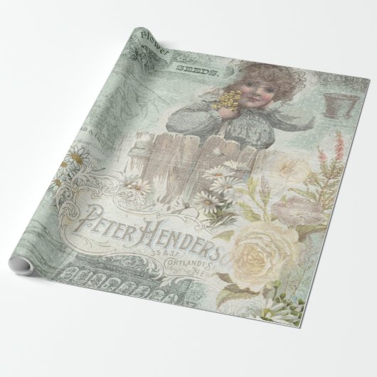 Vintage. Gardening. Cadeaupapier (Uitgerold)